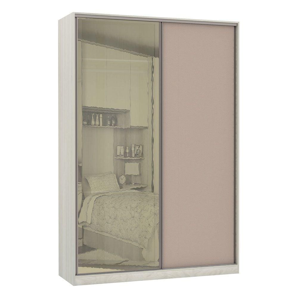 Guarda-Roupa Solteiro Luciane 2 Portas de Correr 3 Gavetas Prime Plus Alumínio com Vidro 8 cm