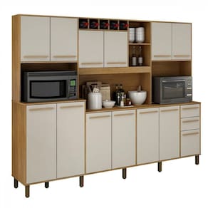 Armário De Cozinha 13 Portas 2 Gavetas Cinamomo Off White