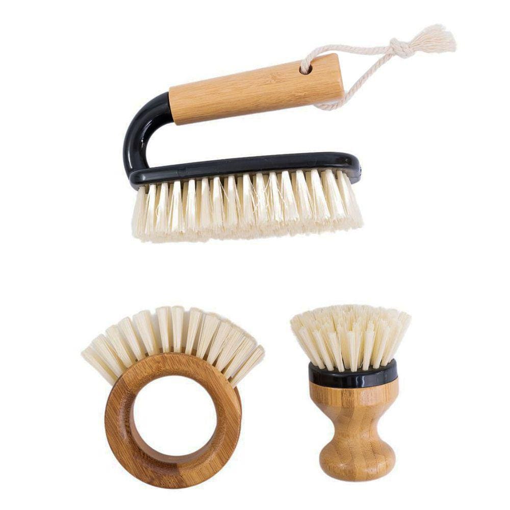Kit escova de frutas e escova de limpeza preto 3 pçs - Oikos