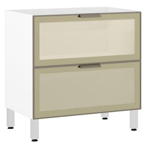 Balcão de Cozinha sem Tampo 80cm 1 Porta Basculante 1 Gavetão com Vidro Reflecta Bronze Luciane