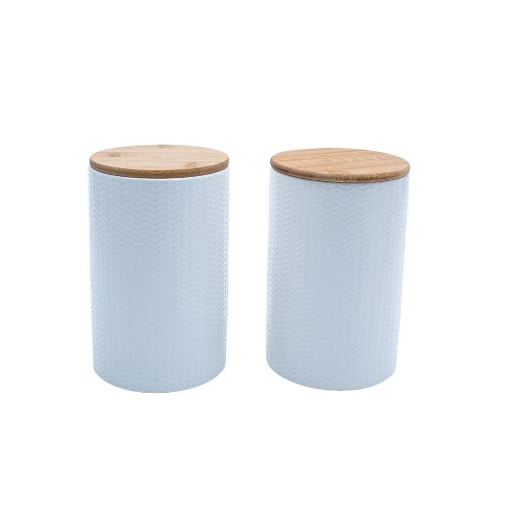 Kit 2 potes dolomita com tampa de bambu zig zag 1,5l - Oikos
