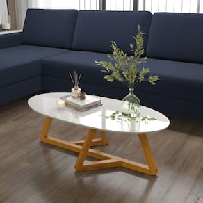 Mesa de Centro Classic Tebarrot Branco/Amêndoa