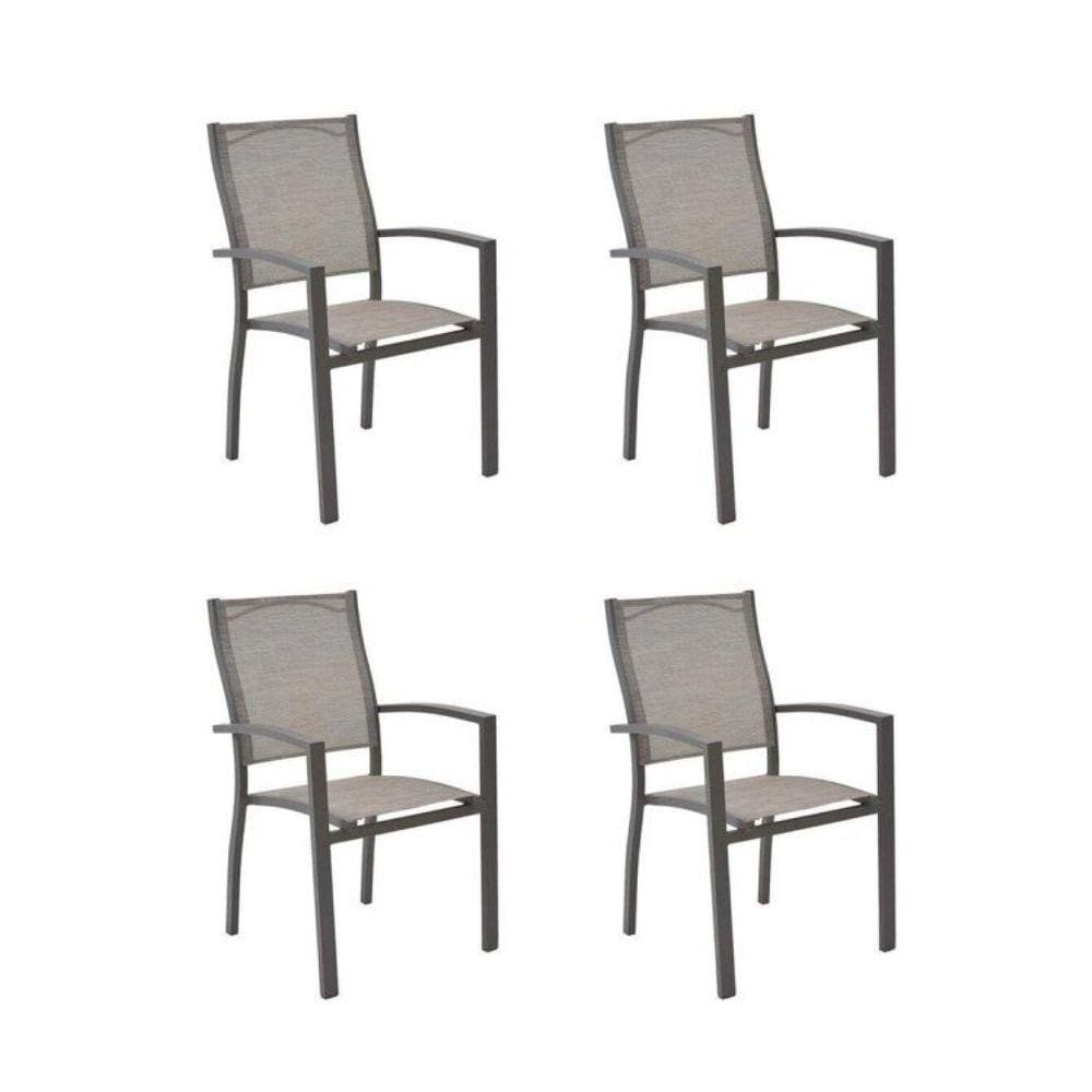 Conjunto 4 Cadeiras Alumínio Angra Rivatti Amêndoa/Bege