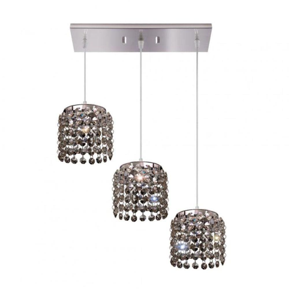 Pendente Cristal Redondo Ø42x10,5cm 3 Lâmpadas G9 Milano Bronzearte Fume