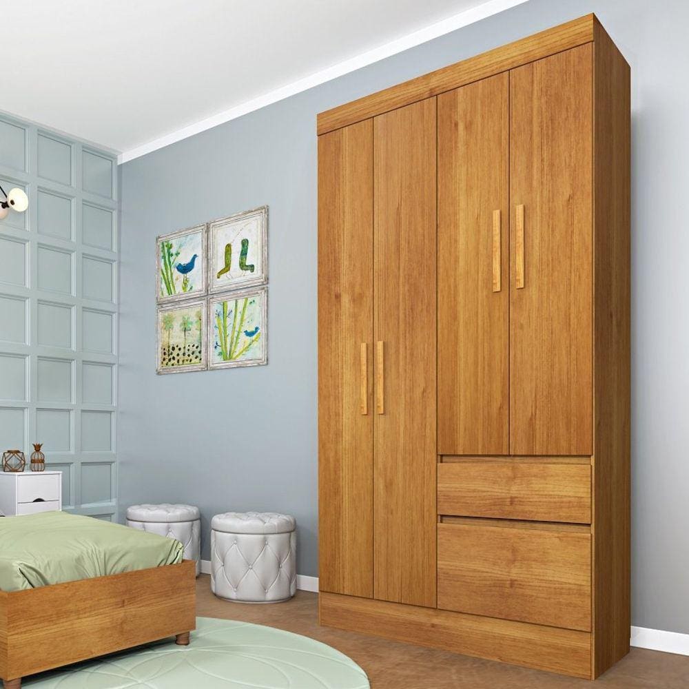 Guarda Roupa Infantil 4 Portas 2 Gavetas Oregon Tcil Móveis Cinamomo
