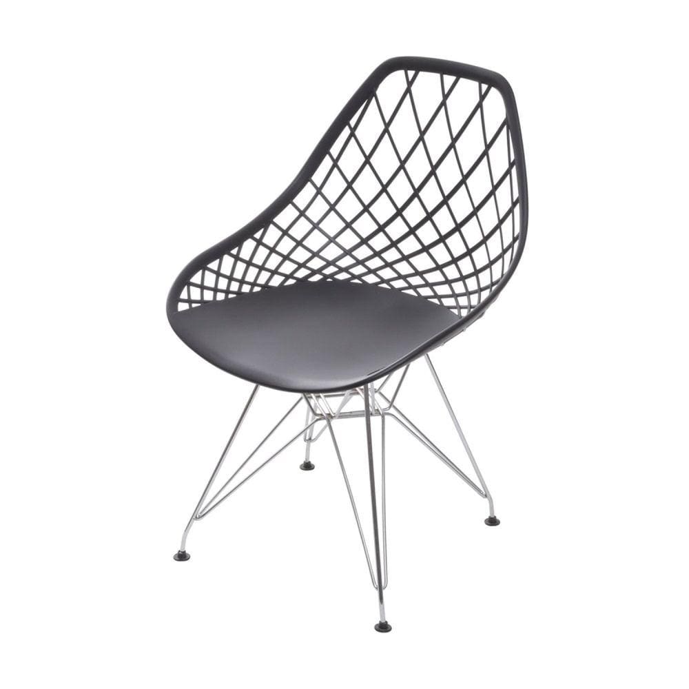 Cadeira Base Cromada Kaila OR Design Preto/Cromado