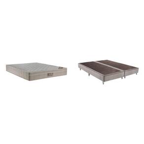 Cama Box King Colchão Airtech Spring Molas ensacadas Ortobom 193x203x30cm Ortobom Branco/Bege