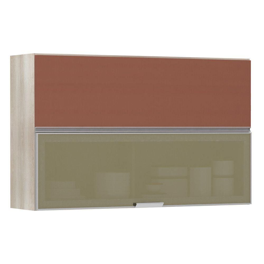Armario Basculante Misto Luciane 120cm 1 Porta Fechada 1 Porta Alumínio com Vidro Reflecta Lis