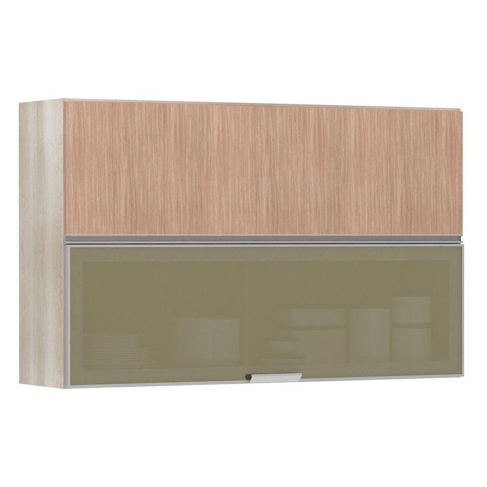 Armario Basculante Misto Luciane 120cm 1 Porta Fechada 1 Porta Alumínio com Vidro Reflecta Lis