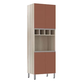 Paneleiro Luciane 70cm Nicho Microondas 4 Portas e 1 Nicho Lis
