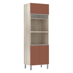 Paneleiro Luciane 70cm 2 Nichos para Microondas com grade Superior de Respiro 3 Portas Lis