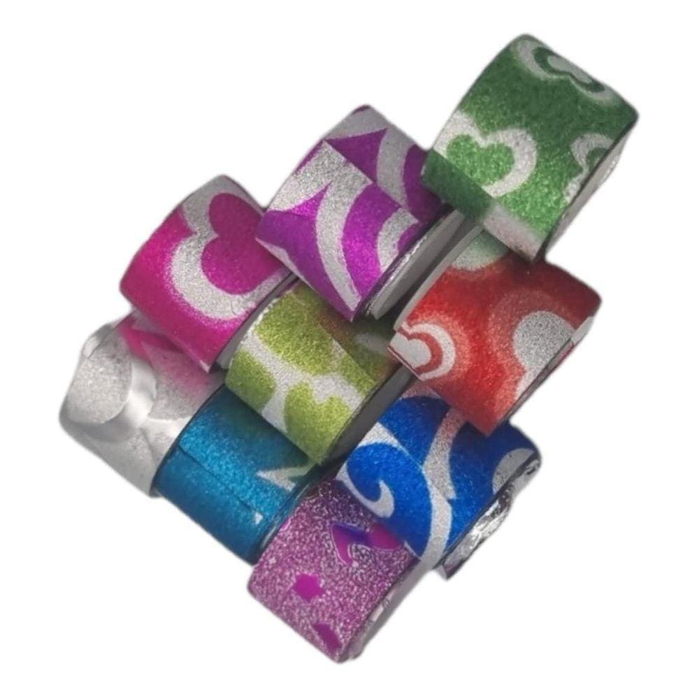 12 Fitas Adesiva Decorada Com Glitter 3 Suporte Scrapbook