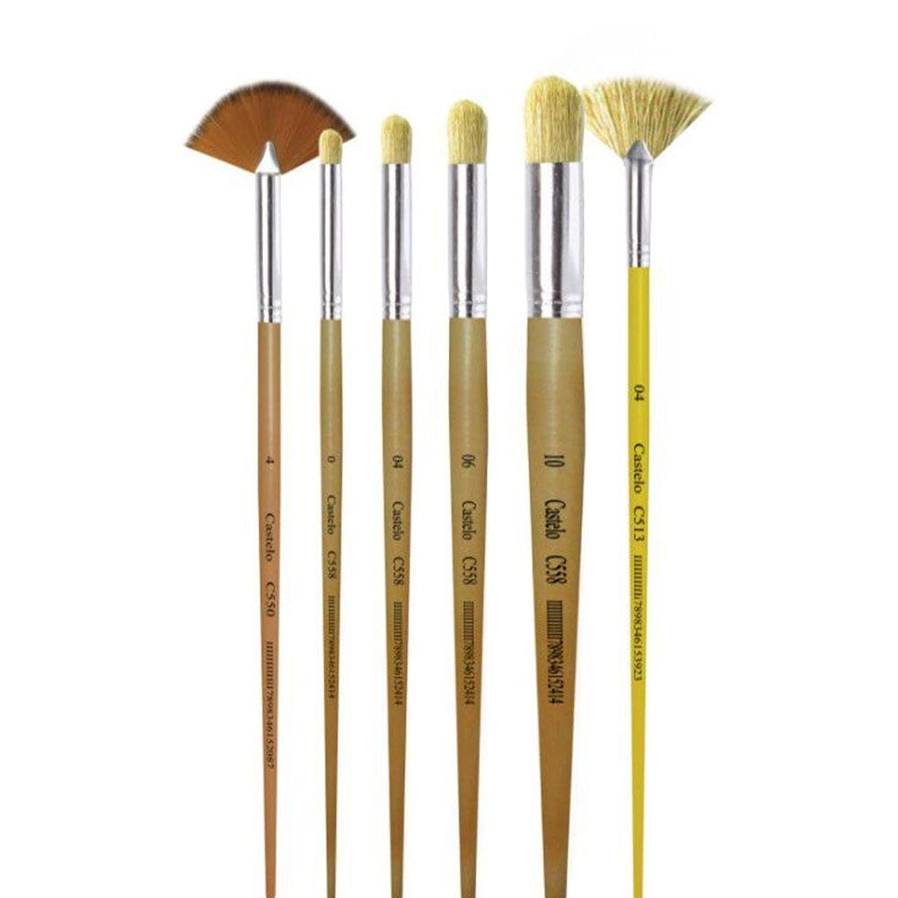 Kit Com 6 Pincéis Artísticos Para Pintura Em Efeitos
