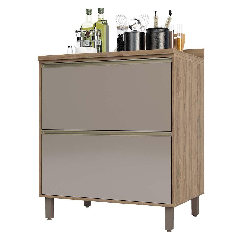 Balcão de Cozinha com Tampo 80 cm 2 Gavetões Mel Luciane Móveis