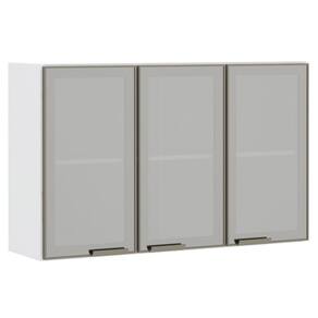 Armário Aéreo 120cm 3 Portas em Alumínio Inox e Vidro Reflecta Prata Pérola Luciane Móveis