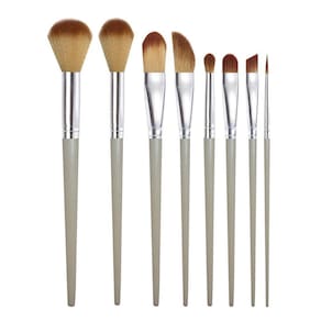 Kit 8 Pincel Para Maquiagem Castelo Batom Sombra Delineado Blush Base