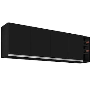 Armário Aéreo Nevada Com Nicho 180Cm 4 Portas Preto - Lumil
