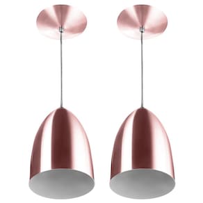 Kit 2 Lustres Pendente Cone Gold Rose Sala Cozinha Quarto