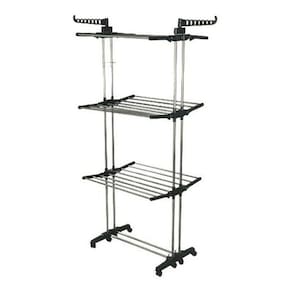 Varal De Chão 3 Andares Aço Inox Móvel E Dobravel - Prateado