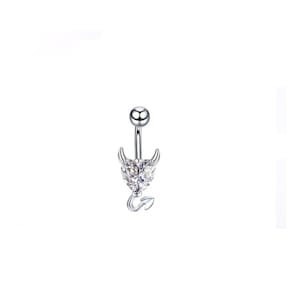 Piercing Umbigo Tentação Coração Prateado Branca Sexy Estilo