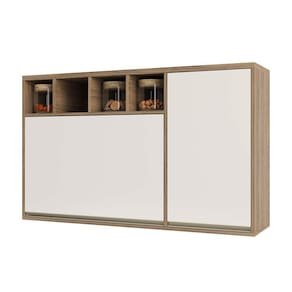 Armário Aéreo 120 cm 1 Porta de abrir 1 Porta Basculante e Nicho Superior Mel Luciane Móveis