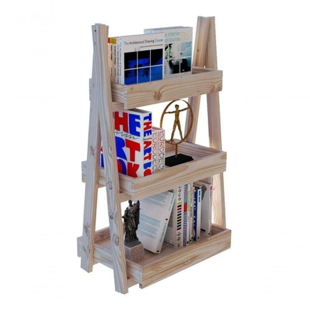 Expositor De Livros Com 3 Prateleiras Madeira