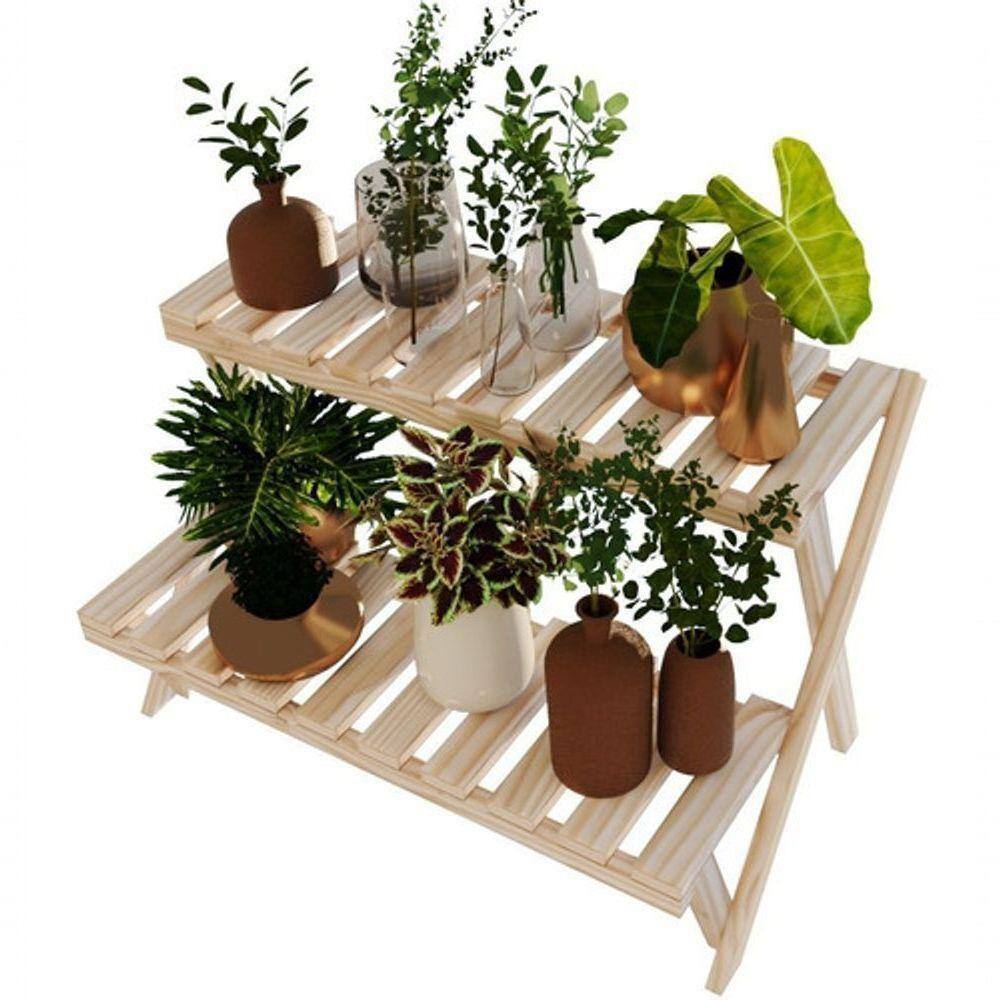 Floreira Rustica Dupla Prateleira Para Vasos E Jardim