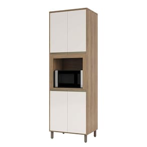 Paneleiro 70 cm Nicho para Microondas 4 Portas de abrir 2 Prateleiras Mel Luciane Móveis