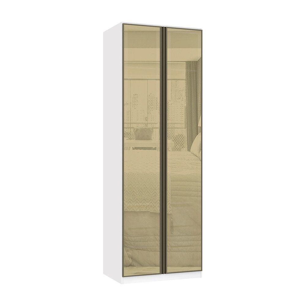 Guarda Roupa Modulado 2 Portas 3 Gavetas 80cm com Vidro Reflecta Bronze Prime Luciane Móveis