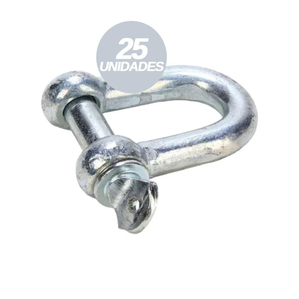 Jogo de 25 Manilha Reta com Pino Galvanizado 1/4” - Starfer