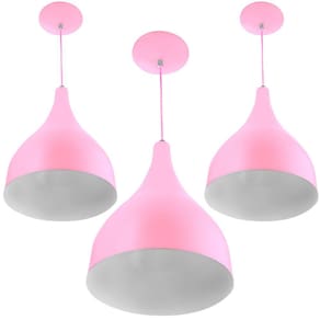 Kit 3 Pendente Milão Pequena Rosa Bebe Sala Cozinha Quarto