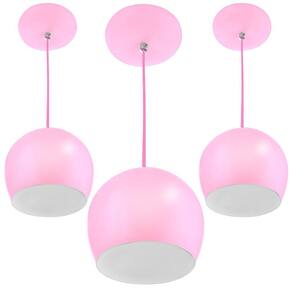 Kit 3 Pendente Bola Pequena Rosa Bebe Sala Cozinha Quarto