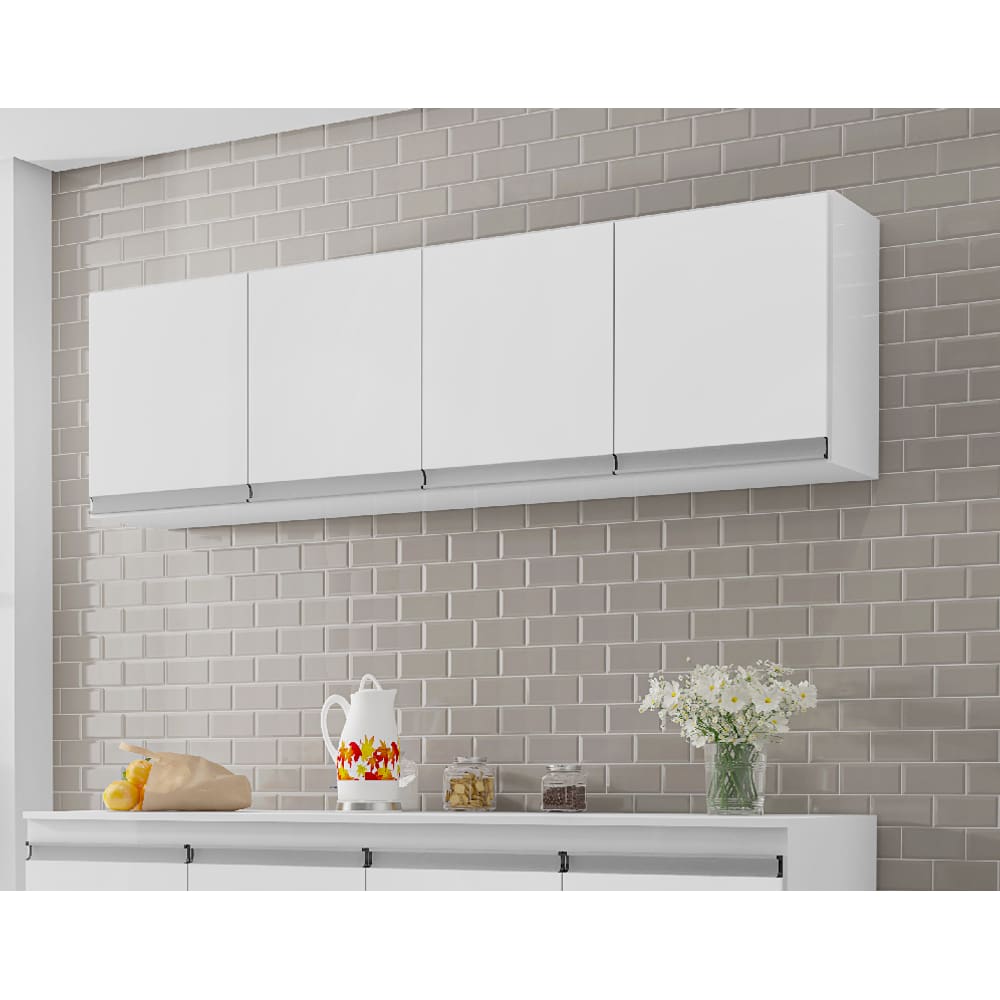 Armário de Cozinha Aéreo Andréia 150cm Branco - AJL Móveis