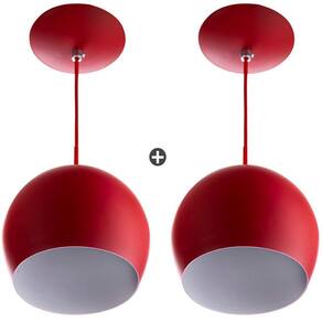 Kit 2 Pendente Bola Pequena Vermelho Sala Cozinha Quarto