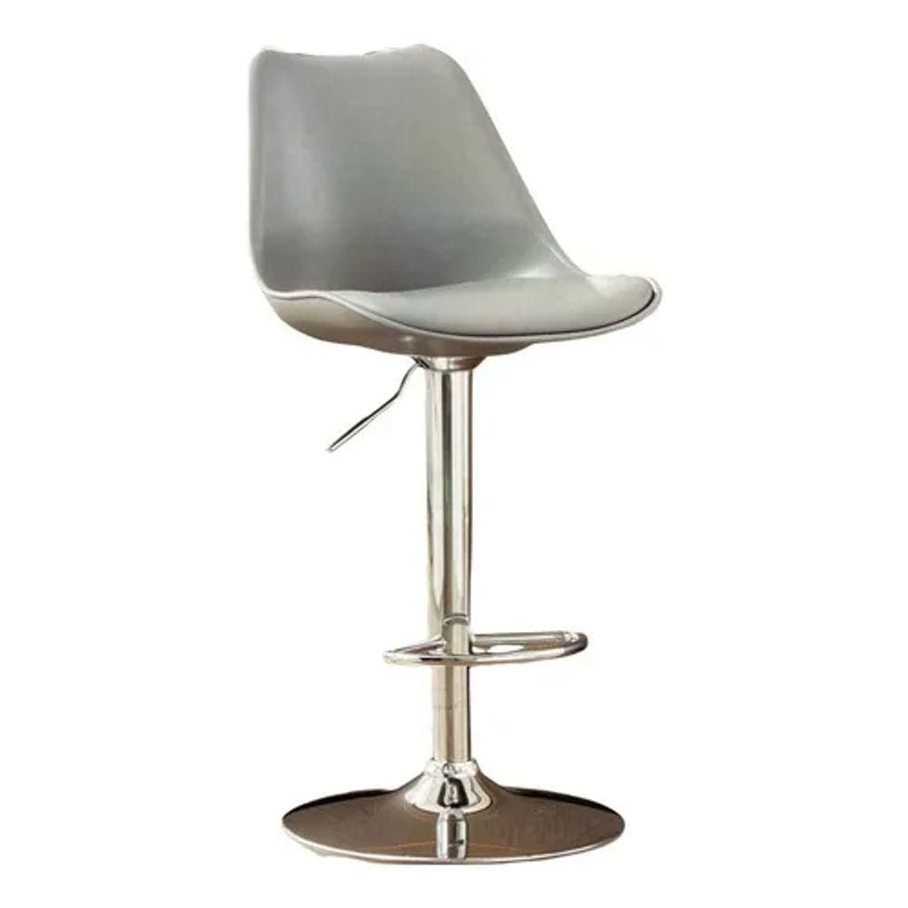Banco Alto Para Bar Giratório Cinza Aço Inox - 92x40x40cm