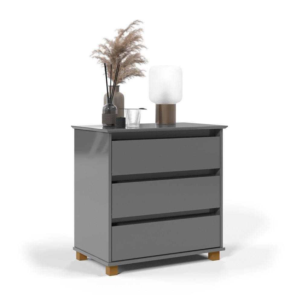 Mini Cômoda Organizador 3 Gavetas Quarto Cinza EJ Móveis