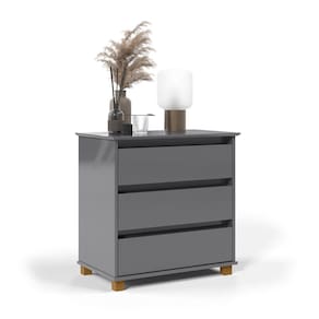 Mini Cômoda Organizador 3 Gavetas Quarto Cinza EJ Móveis