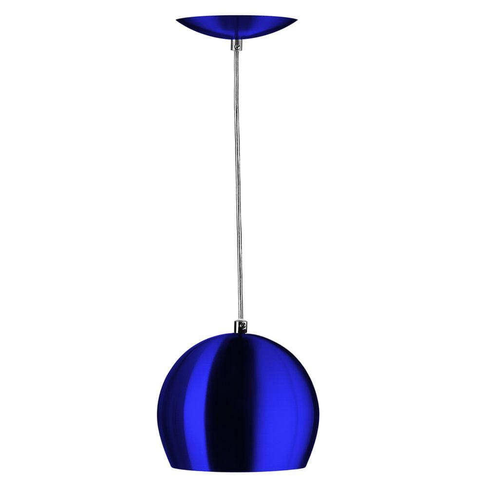 Pendente Bola Pequena Azul Metal Sala Cozinha Quarto
