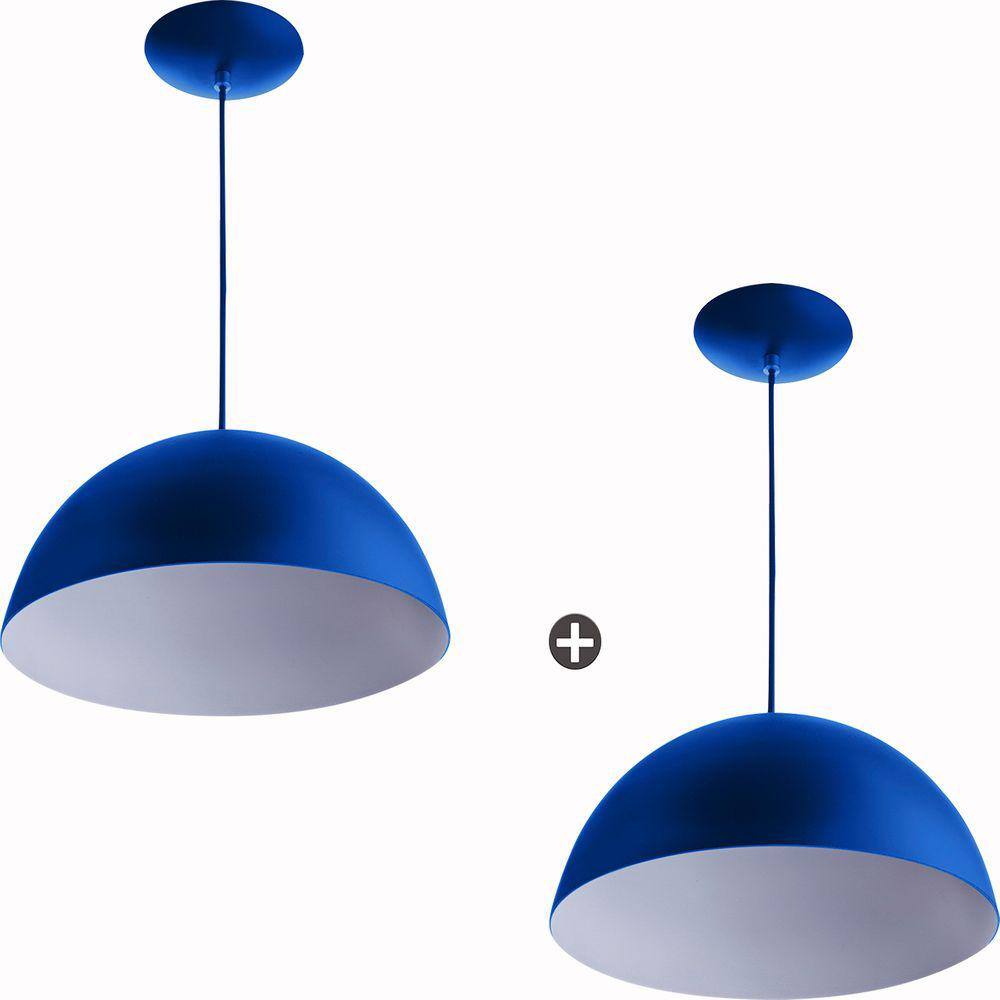 Kit 2 Pendente Meia Bola 30 Azul Sala Cozinha Churrasqueira