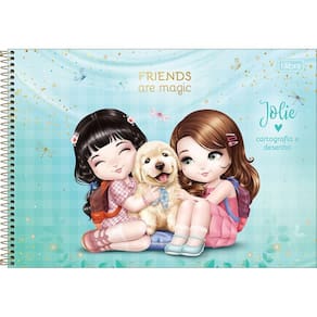 Caderno Desenho Capa Dura Jolie 80 Folhas Presente Volta As