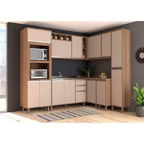 Armário de Cozinha Completa 8 Peças sem Tampo de 120 Vanilla com Connect Lari Luciane Móveis