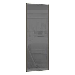 Porta de Correr 80cm com Vidro Reflecta Prata e Puxador Inox com Kit Ferragem Prime Luciane