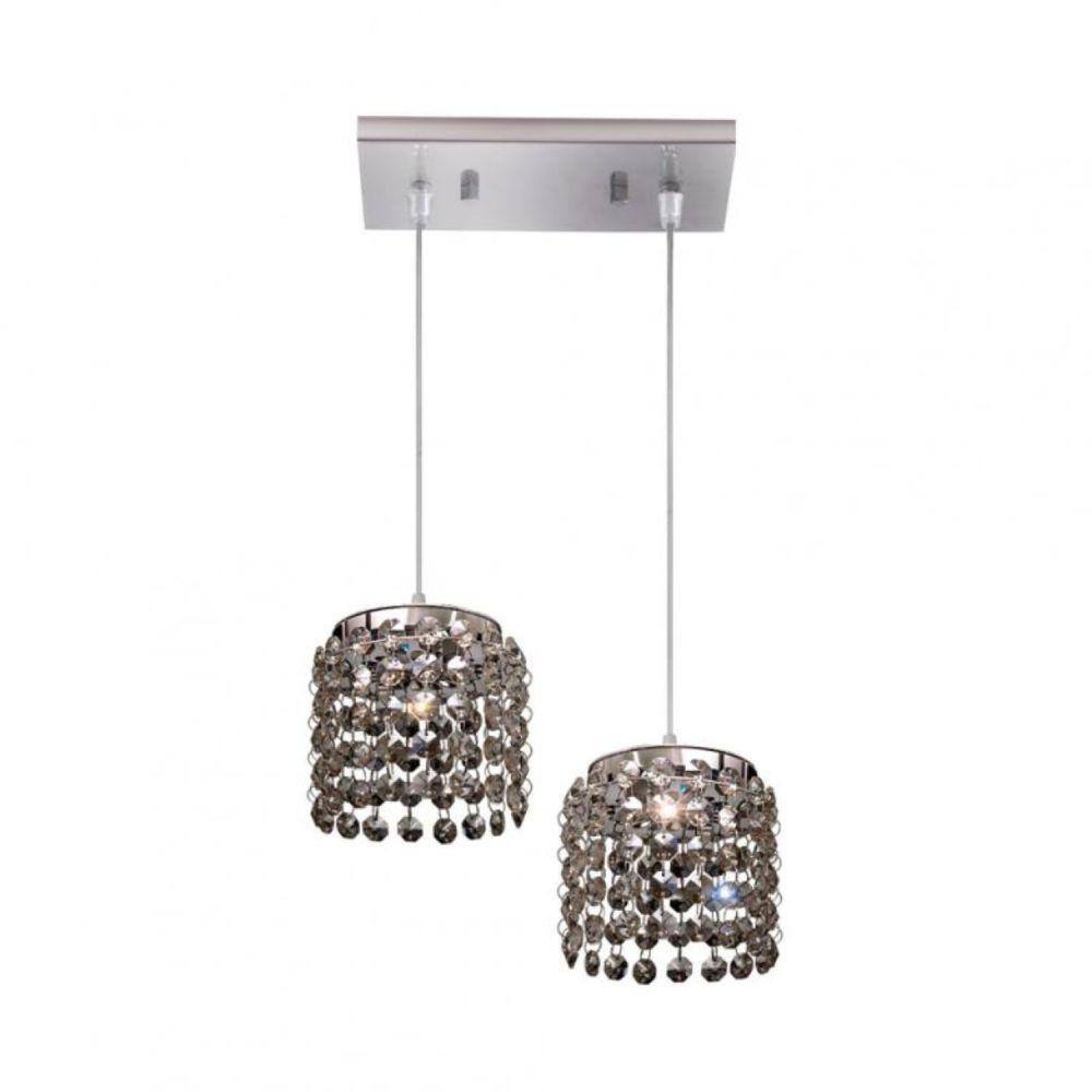 Pendente Cristal Redondo Ø27x10,5cm 2 Lâmpadas G9 Milano Bronzearte Fume