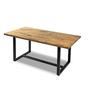 Mesa Jantar 210x92cm Tampo Madeira Maciça Lumber Yescasa Marrom/Preto