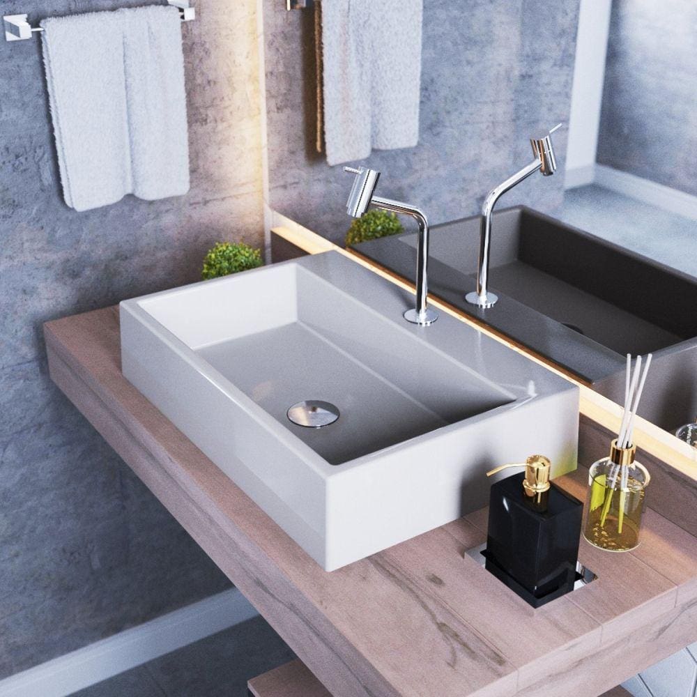 Kit Cuba RT55 Com Torneira Pratika 1060 Metal e Válvula Click 1 Polegada G e Sifão Cromado e Flexível Compace Bege