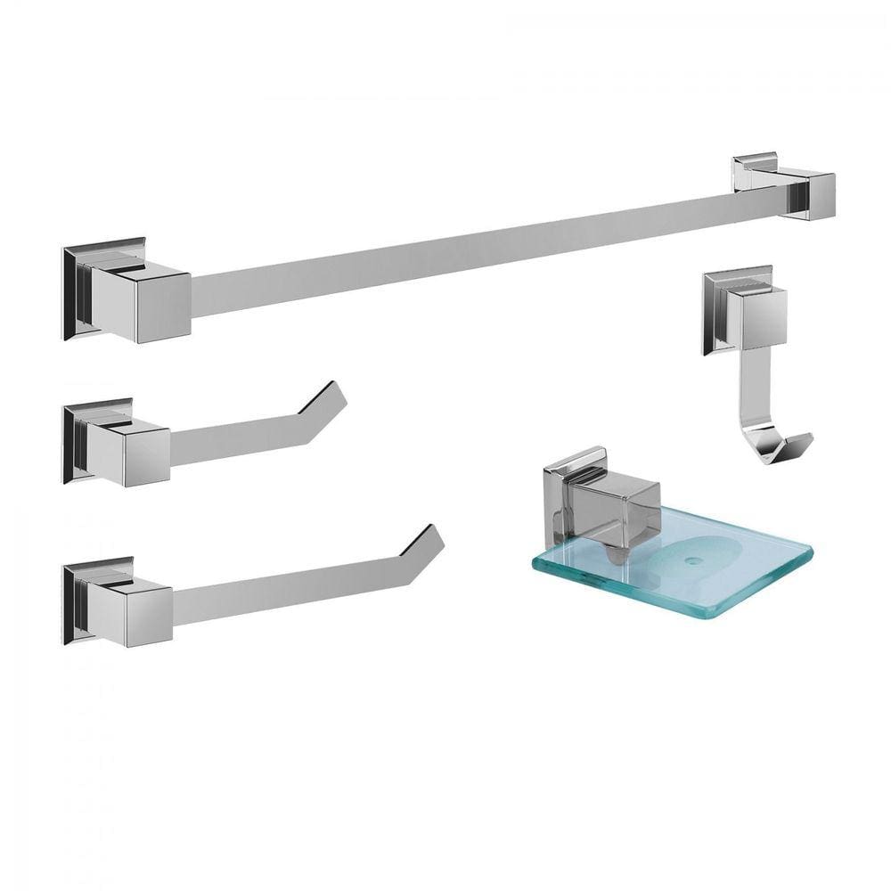 Kit Acessórios para Banheiro 5 Peças Premium Ducon Metais Polido/Incolor