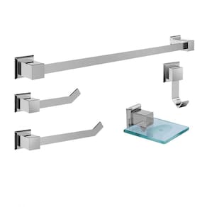 Kit Acessórios para Banheiro 5 Peças Premium Ducon Metais Polido/Incolor