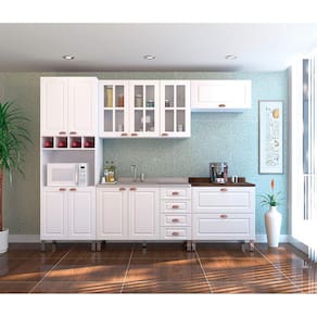 Cozinha Compacta Modulada 5 Peças sem Tampo de 120 Branco Cristal Luciane Móveis