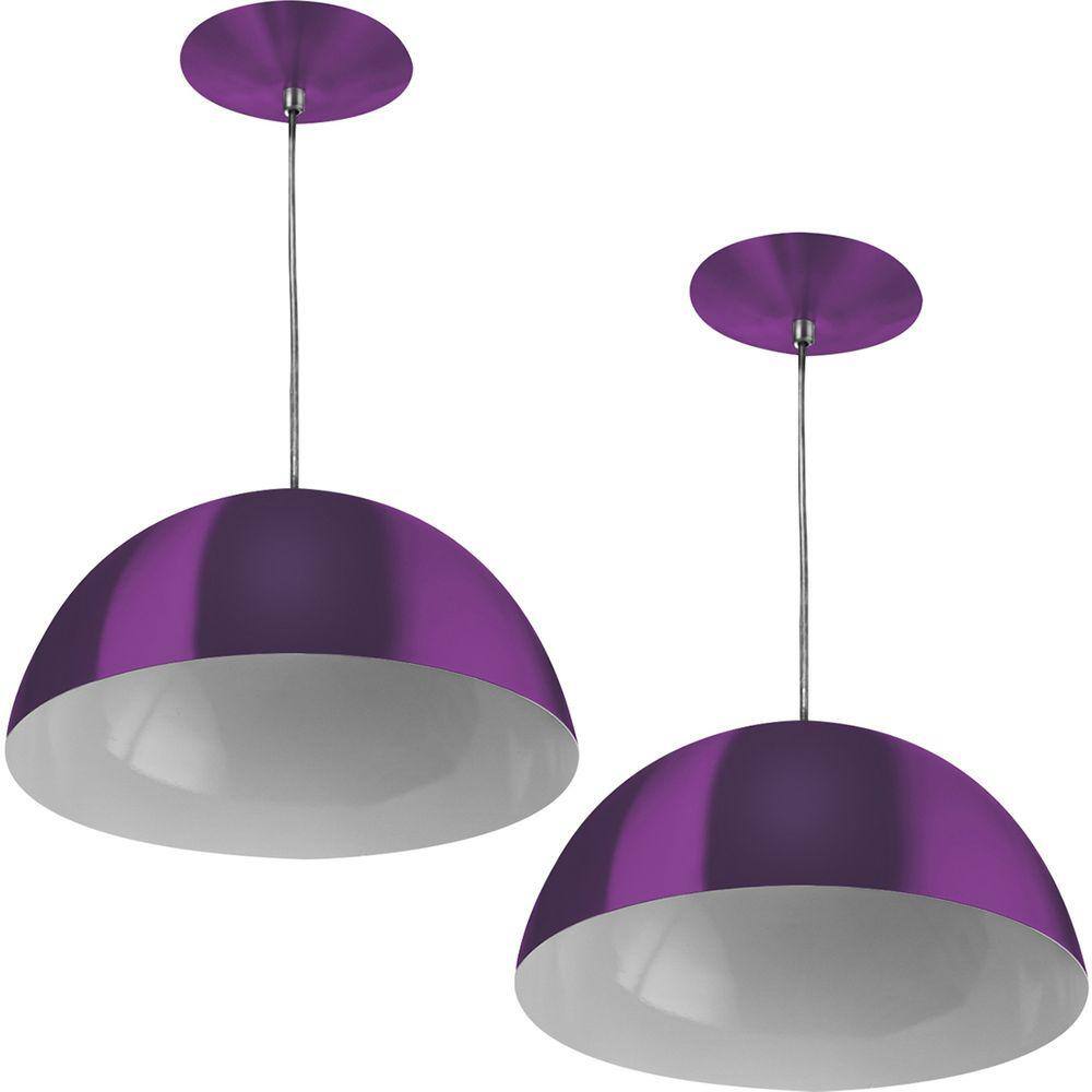 Kit 2 Pendente Meia Bola 30 Roxo Cozinha Churrasqueira
