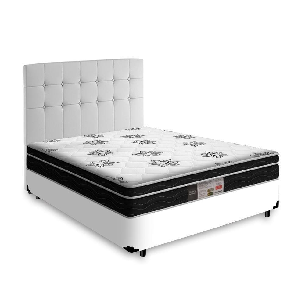 Box + Cabeceira E Colchão CasalOrtobom138X188X58cm Branco